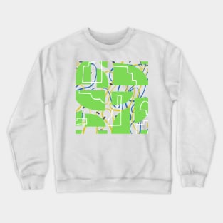 Puzzle Pieces Pattern Layered Shapes and Lines Crewneck Sweatshirt